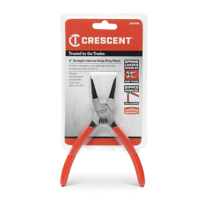 Crescent Straight Internal Snap Ring Pliers - Rings Installation & Removal Tool for Home Improvement, Repair & Mechanic Use - 5" - 5SISRDG