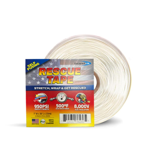 Bond It Rescue Tape, Self-Fusing Silicone Tape, Waterproof, 950PSI, Clear White, 1" x 36' x 20mil