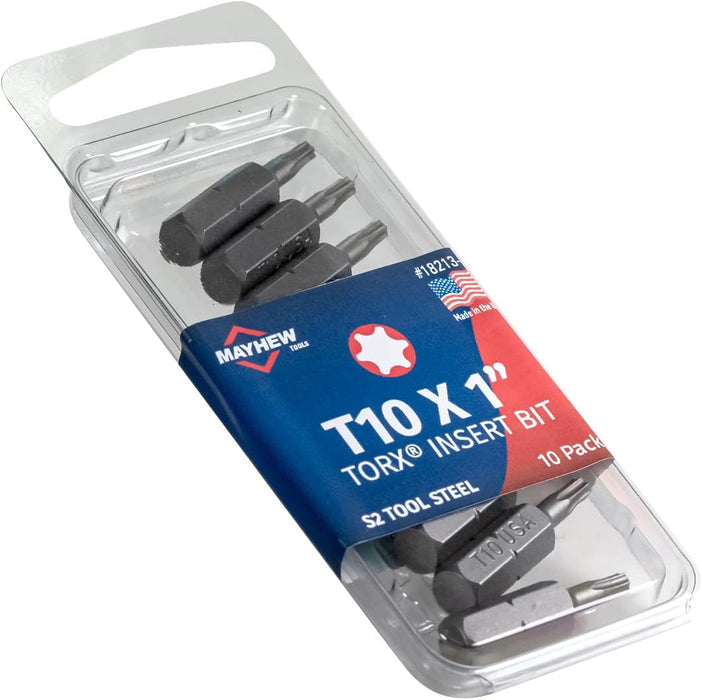Mayhew Tools 18213-10 T10 x 1" Torx Insert Bit (Pack of 10)