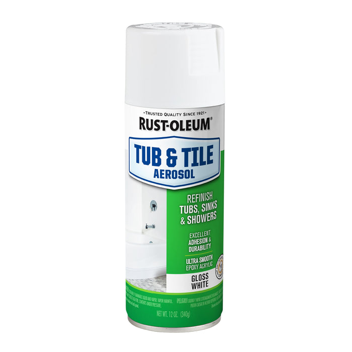 Rust-Oleum 280882 Tub & Tile Spray Paint, 12 oz, Gloss White (Pack of 1)