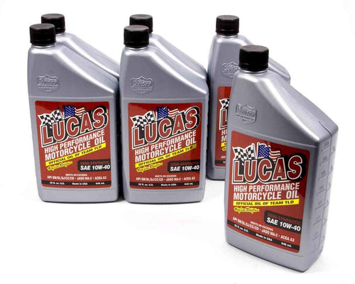 Lucas Oil 10710 High Performance Semi-Synthetic SAE 10W-40 Motorcycle Oil (Pack of 6)