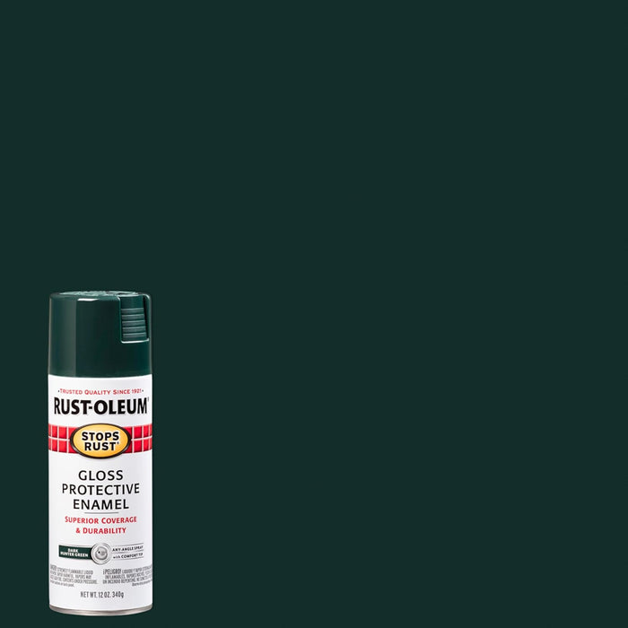 Rust-Oleum 7733830 Stops Rust Spray Paint, 12 oz, Gloss Dark Hunter Green (Pack of 6)