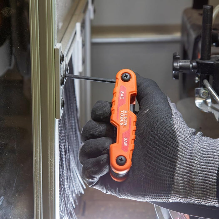 Klein Tools 70543 Compact Folding Hex Key Set, 25-Key, SAE, Metric, TORX Sizes, 3-Piece