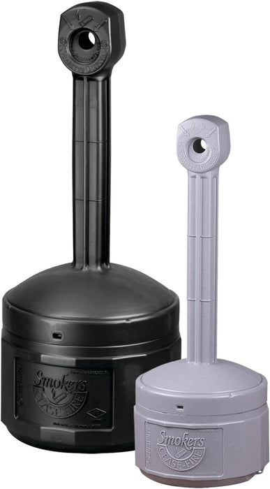 Justrite (26806D) Personal Smoker’s Cease-Fire Outdoor Ashtray, Polyethylene Standing Ashtray with Steel Bucket, 1 Gallon, Black
