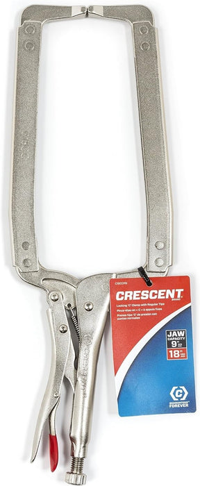 Crescent C18CCRN Locking C-Clamp with Swivel Pad Tips - Heavy-Duty Adjustable Clamp with Hex Key Recess & Compound Action