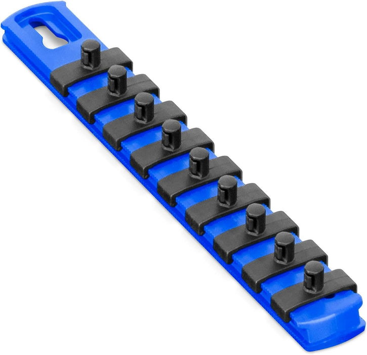 Ernst Manufacturing 8-Inch Socket Organizer with 9 1/4-Inch Twist Lock Clips, Blue (8407-Blue-1/4)