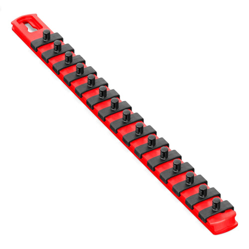 Ernst Manufacturing 13-Inch Magnetic Socket Organizer with 15 1/4-Inch Twist Lock Clips, Red (8414M-Red-1/4) 13-Inch 1/4-Inch Twist Clips Red