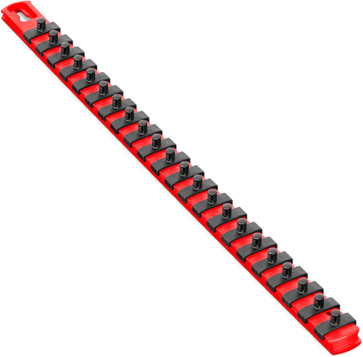 Ernst Manufacturing 18-Inch Magnetic Socket Organizer with 22 1/4-Inch Twist Lock Clips, Red (8400M-Red-1/4) 18-Inch 1/4-Inch Red