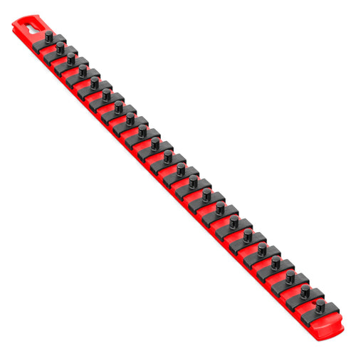 Ernst Manufacturing 18-Inch Magnetic Socket Organizer with 22 1/4-Inch Twist Lock Clips, Red (8400M-Red-1/4) 18-Inch 1/4-Inch Red