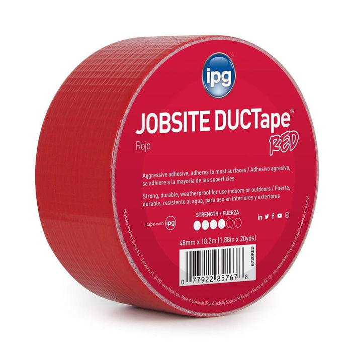 IPG (6720RED) JobSite DUCTape, Colored Duct Tape, 1.88" x 20 yd, Red (Single Roll)