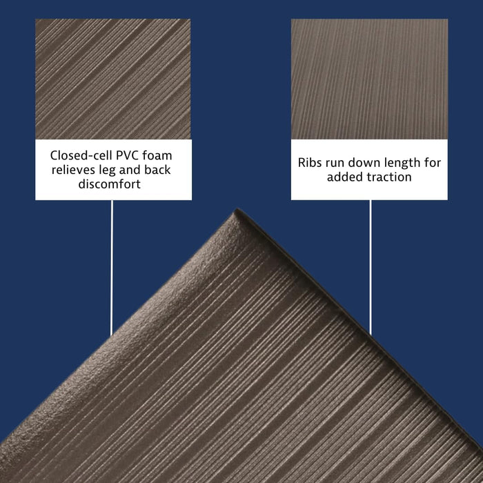 Notrax 410 Airug 6' x 60' x 3/8" Anti Fatigue Mat, Enhanced Slip Resistance with Beveled Edges and Ribbed Surface, Ideal for Industrial and Commercial Workplaces, Black, 410R0372BL Ribbed Surface 6' x 60' x 3/8" Black