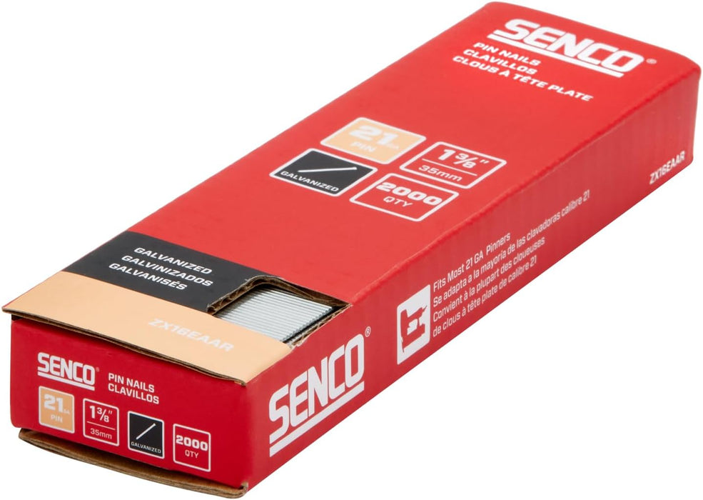 Senco ZX16EAAR 1-3/8" 21 Gauge Pin Nails, Galvanized Finish (2000 Count)