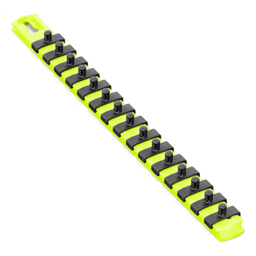 ERNST 13-Inch Socket Rail Organizer with 15 1/4-Inch Twist Lock Clips, High Visibility (8437HV) 13-Inch 1/4-Inch Twist Clips Hi-viz