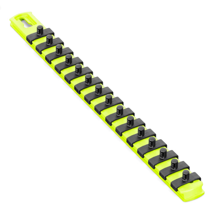 ERNST 13-Inch Socket Rail Organizer with 15 1/4-Inch Twist Lock Clips, High Visibility (8437HV) 13-Inch 1/4-Inch Twist Clips Hi-viz