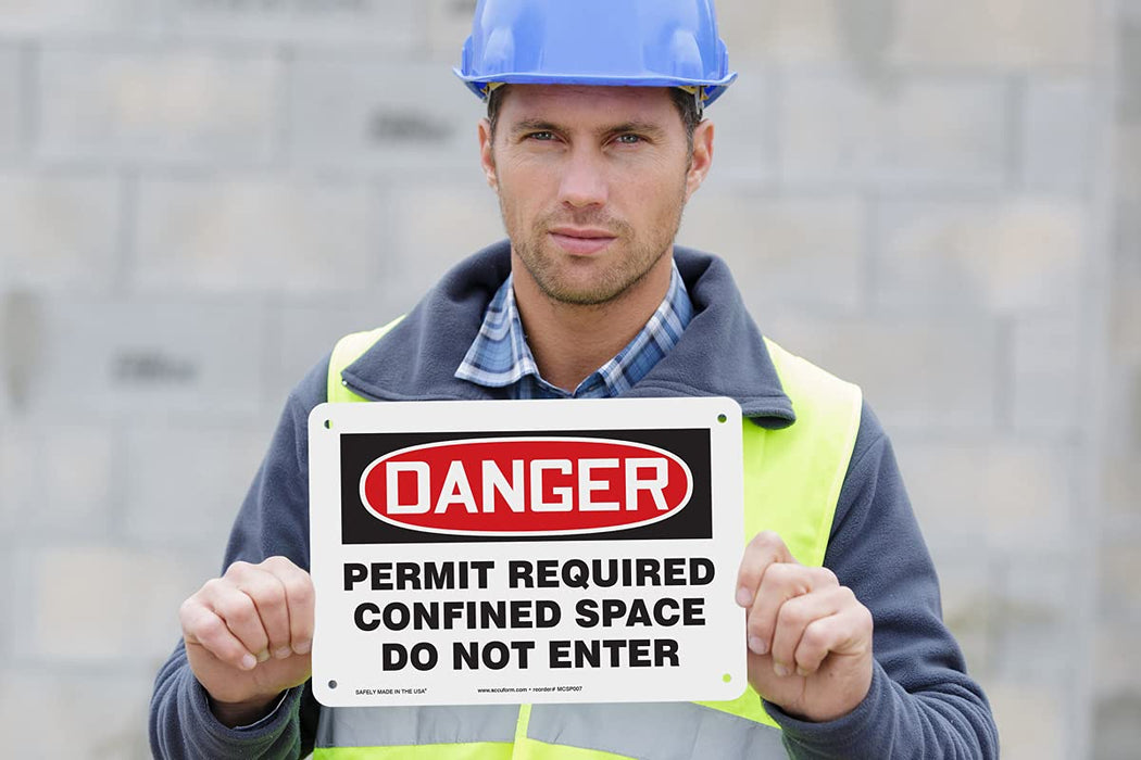 Accuform MCSP007VP Plastic Safety Sign, "Danger Permit Required CONFINED Space DO NOT Enter", 7" x 10"