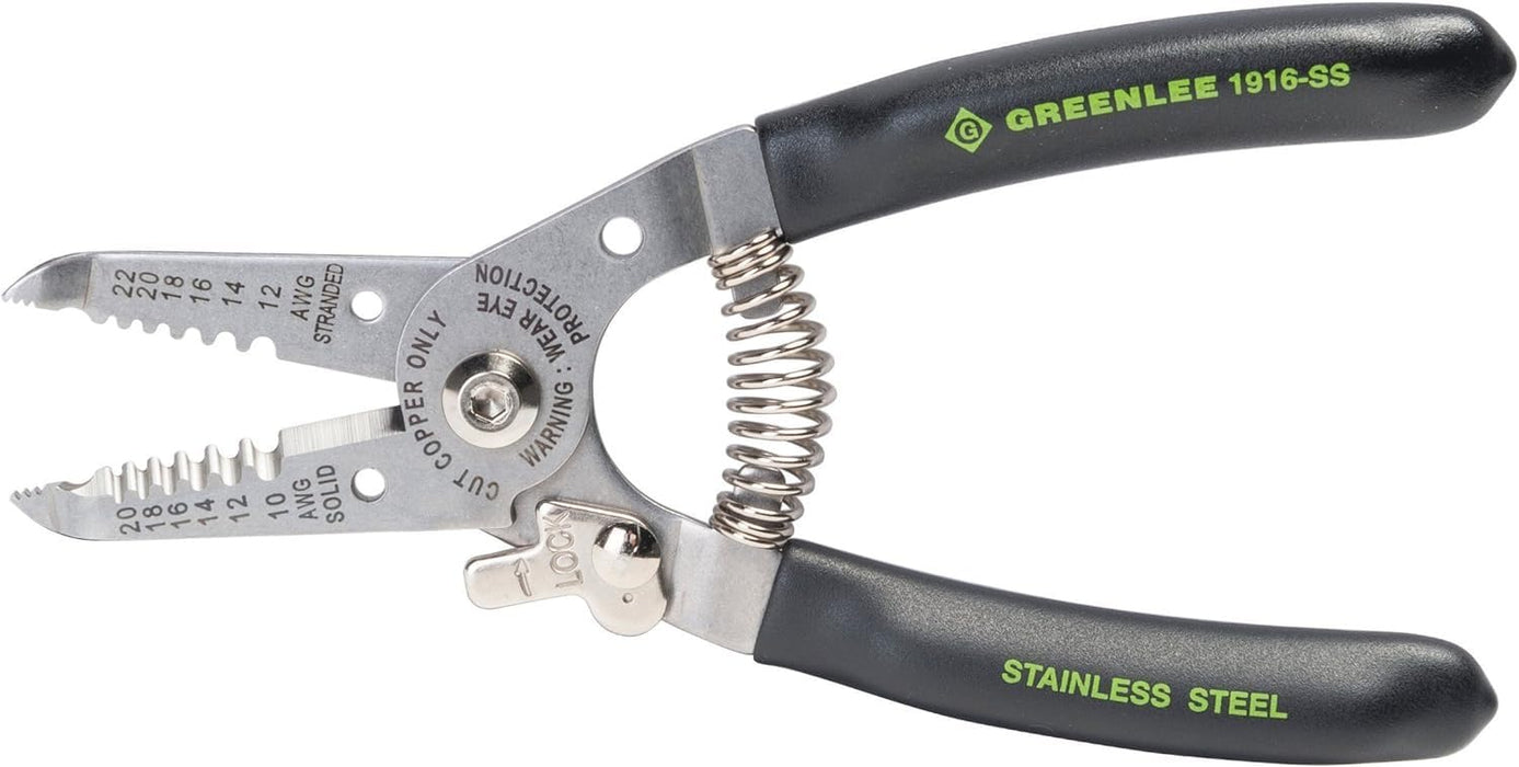 Greenlee 1916-SS Stainless Wire Stripper and Cutter, 10-20AWG, 6-Inches