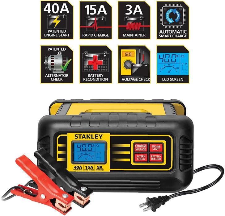STANLEY BC40BS 40 Amp High Frequency Battery Charger with Engine Start and Patented Voltage and Alternator Check
