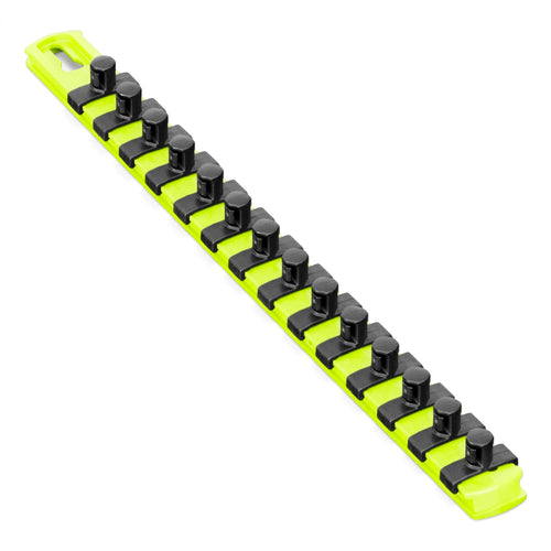 ERNST 13-Inch Socket Rail Organizer with 14 3/8-Inch Twist Lock Clips, High Visibility (8438HV) 13-Inch 3/8-Inch Twist Clips Hi-viz