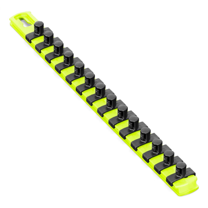 ERNST 13-Inch Socket Rail Organizer with 14 3/8-Inch Twist Lock Clips, High Visibility (8438HV) 13-Inch 3/8-Inch Twist Clips Hi-viz