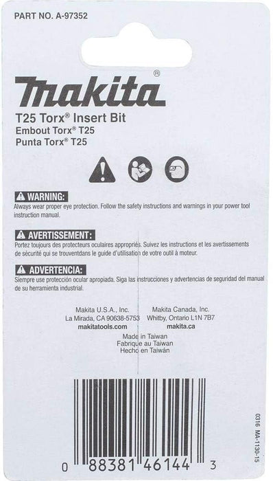 Makita (A-97352) Impactx T25 Torx 1″ Insert Bit, 25 Pack