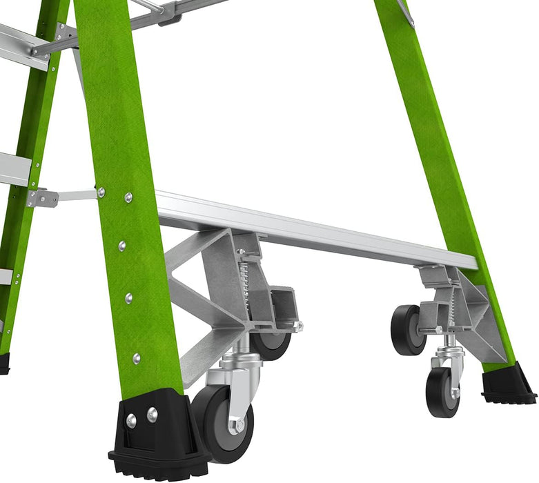 Little Giant Ladder Systems Safety Cage 2.0, M6, 6ft Enclosed Platform, Platform Ladder with Adjustable Outriggers, Fiberglass, Type 1AA, 375 lbs Weight Rating, (19706-146)