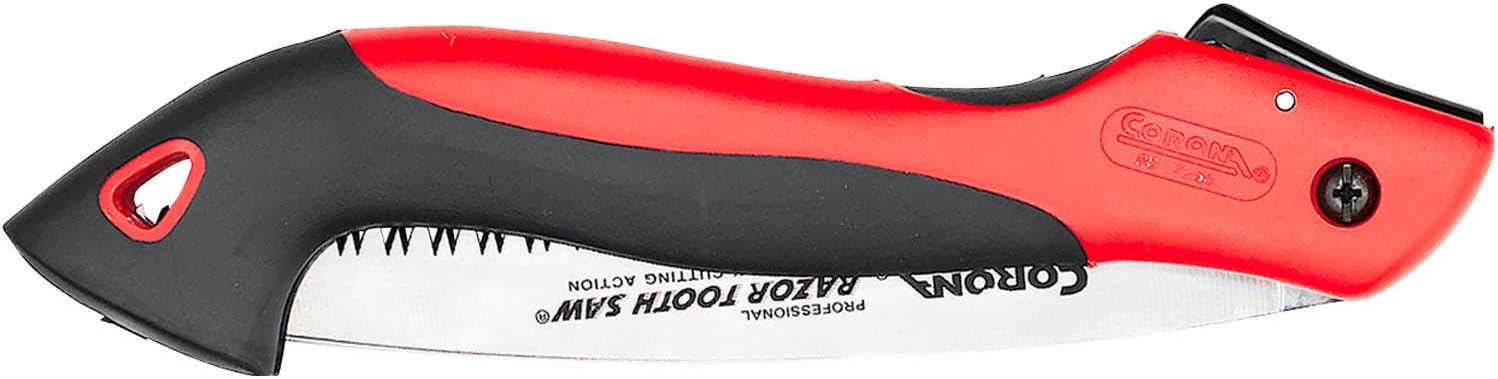 Corona Tools 8-Inch RazorTOOTH Folding Saw, Curved Blade Pruning Saw Designed for Single-Hand Use, Cuts Branches Up to 4" in Diameter - RS7255