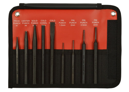 Mayhew Tools 66257 Punch and Chisel Set, Black Oxide Finish, 9-Piece Metric