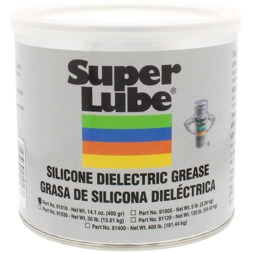 Super Lube Silicone Dielectric & Vacuum Grease Non-Curing Compound (Translucent White, 14.1oz/400g Canister)