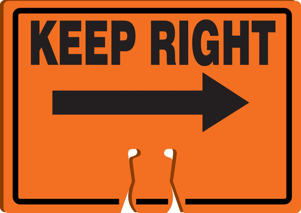 Accuform FBC772 "Keep Right (Arrow)" Traffic Cone Top, Combine With Orange Cones to Create a Warning Sign, 10" x 14" Plastic Cone Sign
