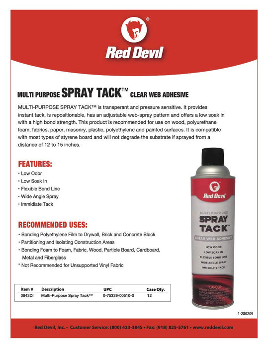 Red Devil 0843DI Multi Purpose Spray Adhesive 12 oz., Pack of 12