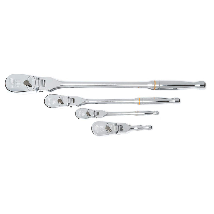GEARWRENCH 81230T 4 Piece 1/4", 3/8" & 1/2" Drive 90 Tooth Full Polish Flex-Head RATCHET Set