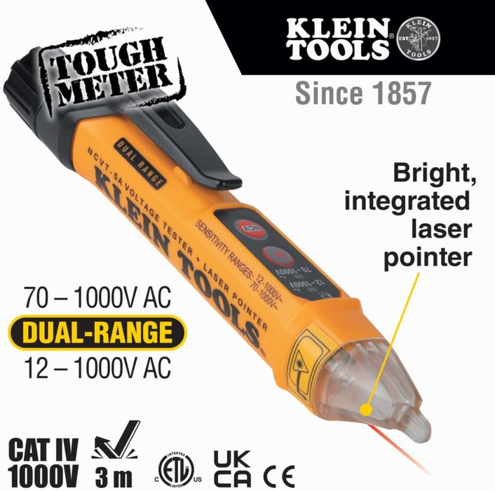 Klein Tools NCVT-5A Non-Contact Voltage Tester Pen, Dual Range with Laser Pointer