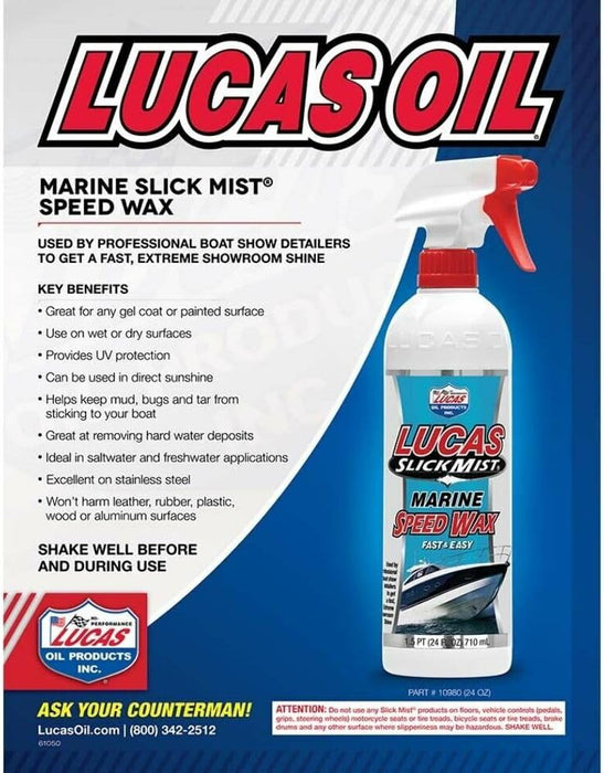 Lucas Oil 10980 Slick Mist Marine Speed Wax, 24 Oz Pack of 1