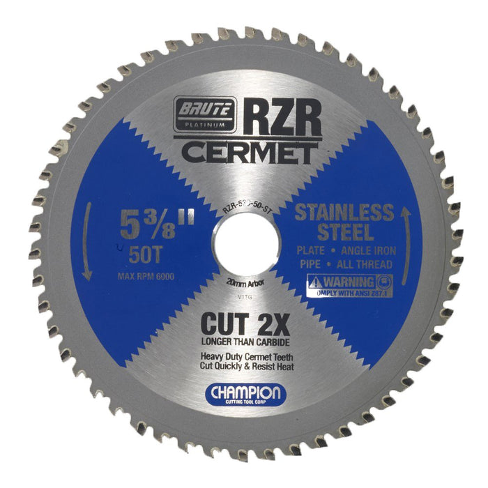 Champion Cutting Tool RZR-538-50-ST Corp Circular Saw Blade 5-3/8", 50T Cut Stainless