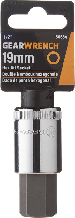 GEARWRENCH 80664 1/2" Drive Hex Bit Socket, 19mm