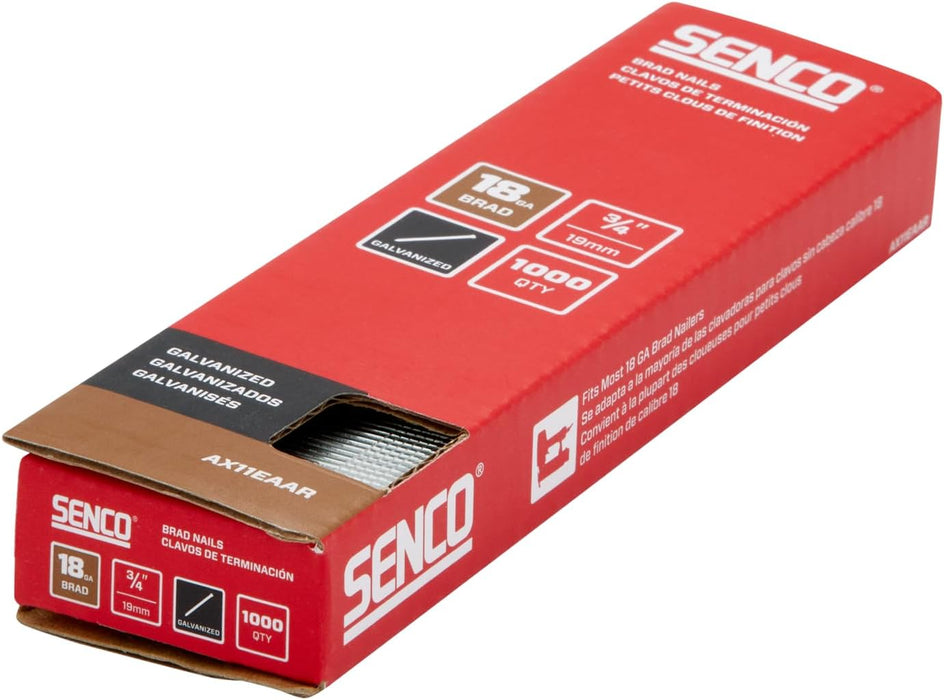 Senco AX11EAAR 3/4" 18 Gauge Brad Nails, Galvanized Finish (Pack of 1000)