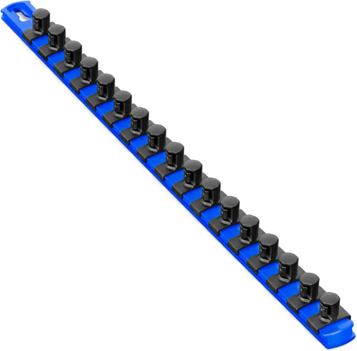 Ernst Manufacturing 18-Inch Magnetic Socket Organizer with 17 1/2-Inch Twist Lock Clips, Blue (8405M-Blue-1/2) 18-Inch 1/2-Inch Twist Clips Blue