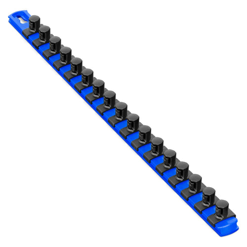 Ernst Manufacturing 18-Inch Magnetic Socket Organizer with 17 1/2-Inch Twist Lock Clips, Blue (8405M-Blue-1/2) 18-Inch 1/2-Inch Twist Clips Blue