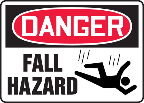 Accuform MCRT147VP Plastic Safety Sign, "Danger Fall Hazard" with Graphic, 7" Length x 10" Width x 0.055" Thickness