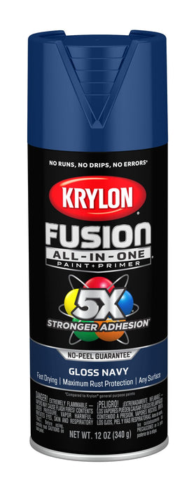 Krylon Fusion All-In-One Adhesive Spray Paint for Indoor/Outdoor Use, Gloss Navy, 12 Ounce (Pack of 1)