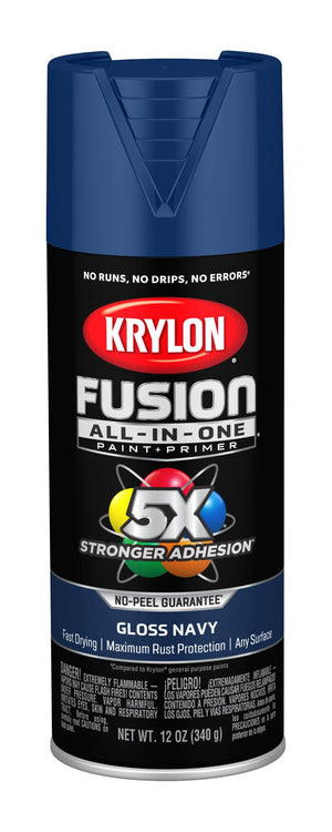 Krylon Fusion All-In-One Adhesive Spray Paint for Indoor/Outdoor Use, Gloss Navy, 12 Ounce (Pack of 1)