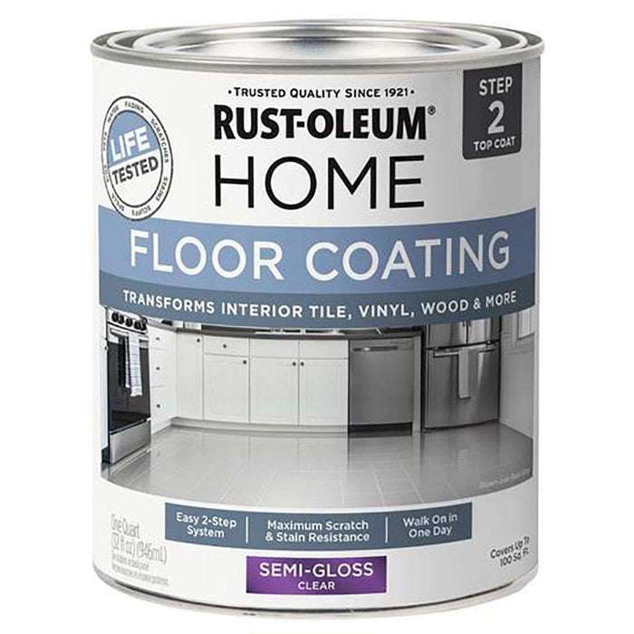Rust-Oleum 358870 Floor Coating Top Coat Semi-Gloss Clear, Quart