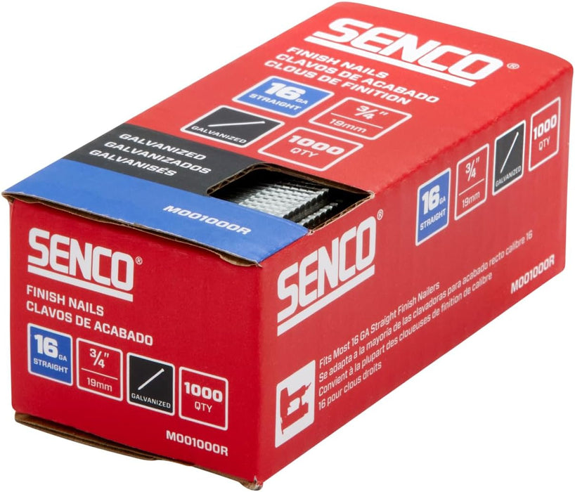 Senco M001000R 3/4" 16 Gauge Straight Finish Nails, Galvanized Finish (Pack of 1000)