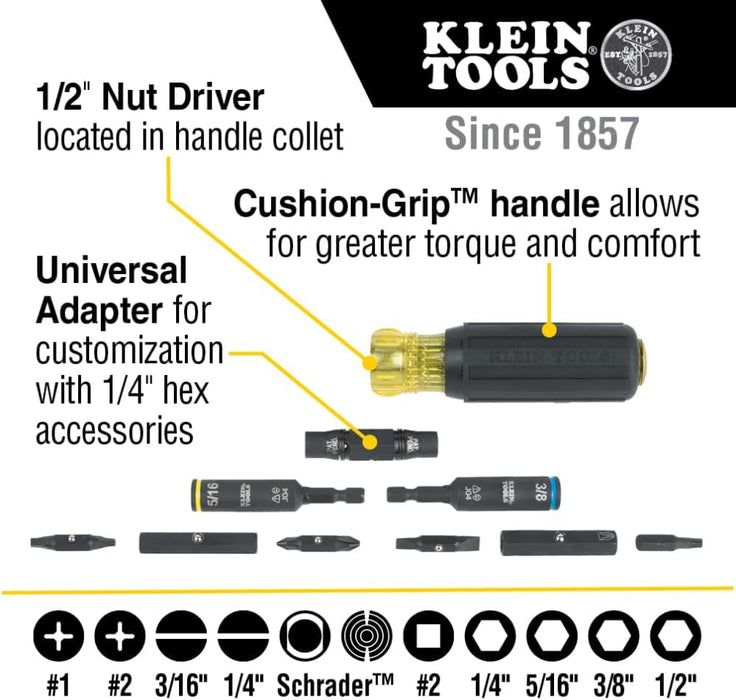 Klein Tools 32527HD KNECT Impact-Rated HVAC Screwdriver / Nut Driver, 11-in-1