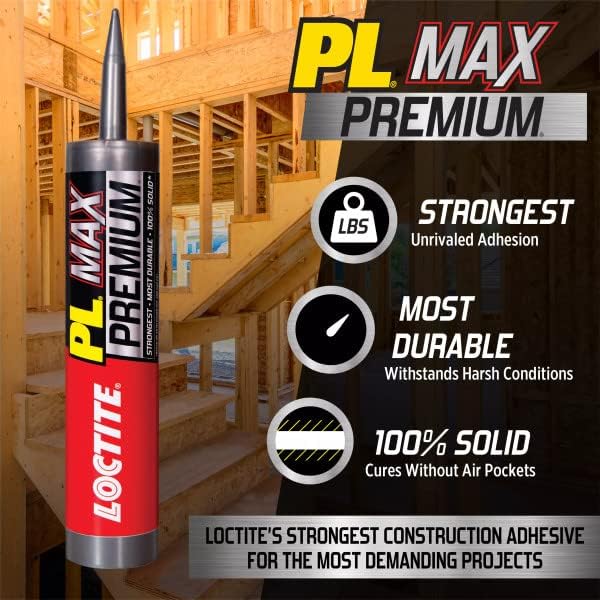 Loctite 2292244 PL Premium Max Construction Adhesive, 9 fl oz Cartridge, Versatile Construction Glue for Wood, Concrete, Stone & More (Pack of 12)