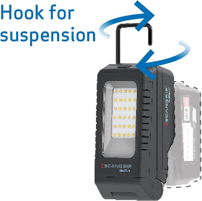 SCANGRIP Basic Connect 1000 Lumen LED Flood Light, Power Tool Battery Operated, Portable, Flexible Lamp Head, Lightweight and Compact Design