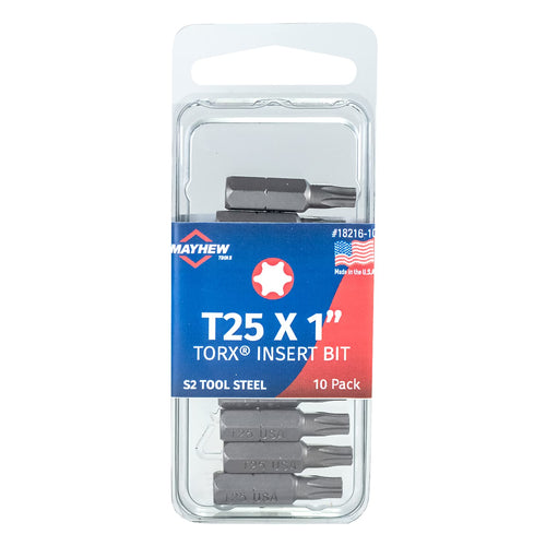 Mayhew Tools 18216-10 USA Torx Insert Bit, T25 x 1" (Pack of 10)