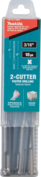 Makita B-60872 3/16" x 6" SDS-Plus Bit, 2-Cutter, 10/Pk