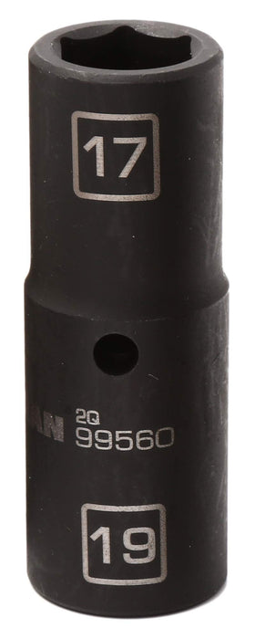 Steelman 99560 1/2-Inch Drive 6-Point 17mm x 19mm Double Ended Impact Flip Socket, Durable Corrosion-Resistant Steel, Laser-Etched Callouts