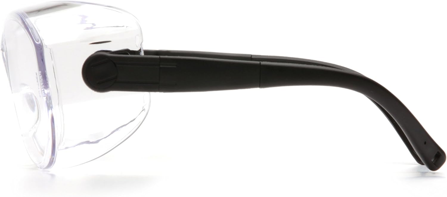 Pyramex S7510SJ OTS XL Safety Eyewear Black Temples Clear Lens Black Temples/Clear Lens, X-Large